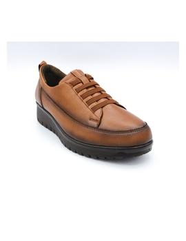 Zapato cuña elásticos marrón