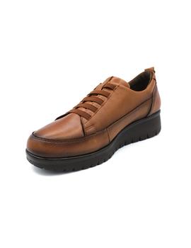 Zapato cuña elásticos marrón