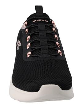Zapatilla Deportiva Cuña Skechers 150041 Negro y rosa