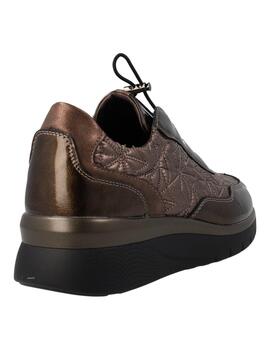 Zapato Cuña Flex Pies 2513N Charol Marrón y Bronce