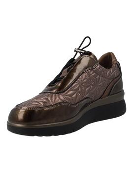 Zapato Cuña Flex Pies 2513N Charol Marrón y Bronce