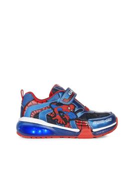 Zapato Deportivo Spider-man Luces Geox J26FEB Azul y Rojo